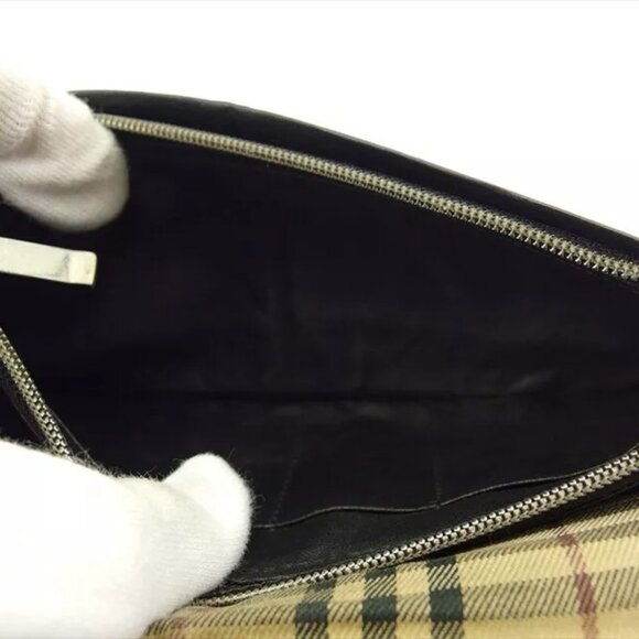 BURBERRY Bifold Wallet Check Canvas x Leather Authentic Used - Picture 7 of 9